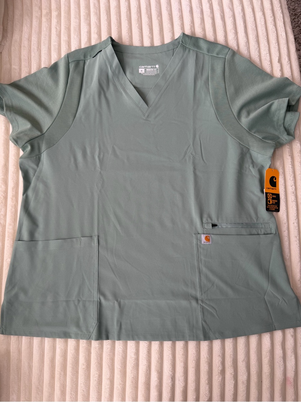 NWT. Carhartt Women's V-Neck Scrub Top - Sage Green. XL